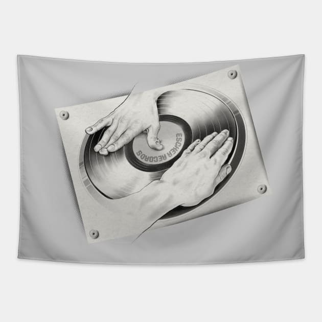 DJ Escher - Spinning Hands Tapestry by ACraigL