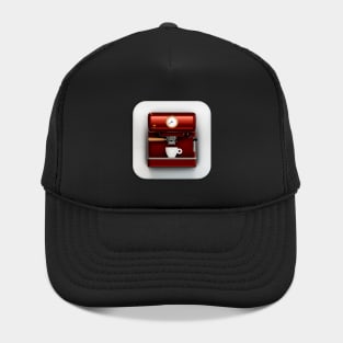 Vintage Espresso Machine Icon with Coffee Cup Hat