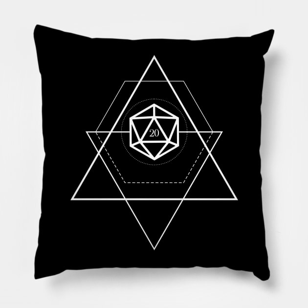 Futuristic D20 Dice TRPG Tabletop RPG Gaming Addict Pillow by dungeonarmory