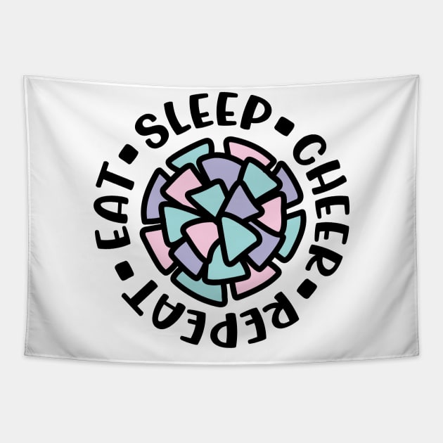 Eat Sleep Cheer Repeat Cheerleader Cute Funny Tapestry by GlimmerDesigns