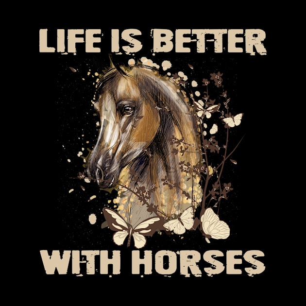 Cute Life Is Better With Horses Horseback Riding by paola.illustrations