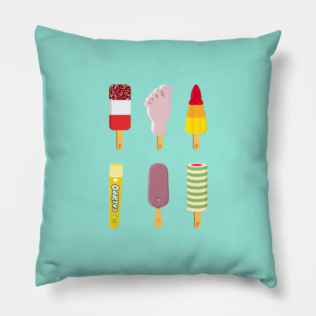 Mix of Ice lollies pastel mint background Pillow by MickeyEdwards