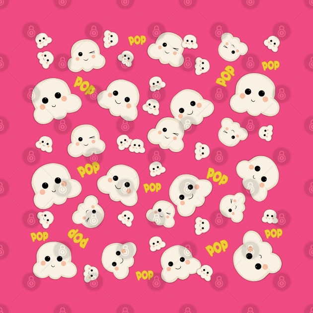 Cute Kawaii Popcorn Pattern by valentinahramov