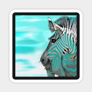 Zebra Abstract BLUE AQUA Magnet