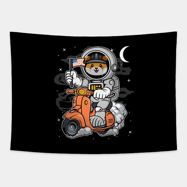 Astronaut Scooter Floki Inu Coin To The Moon Floki Army Crypto Token Cryptocurrency Blockchain Wallet Birthday Gift For Men Women Kids Tapestry by Thingking About