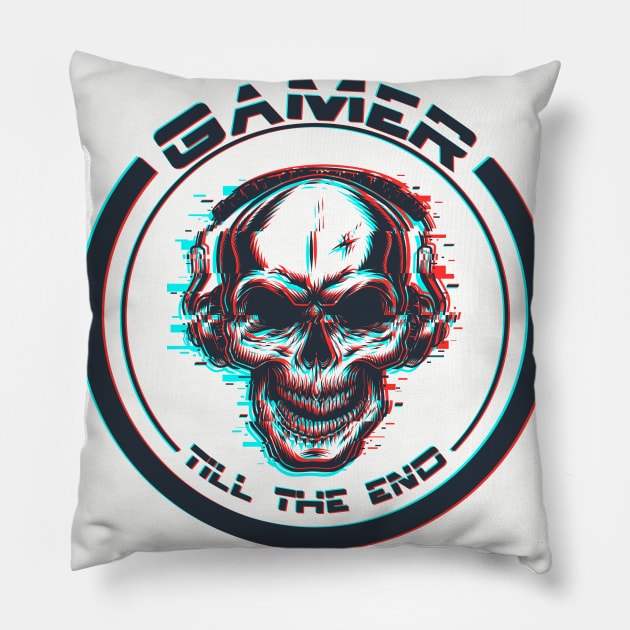 Gamer till the end  | skull Pillow by Humais