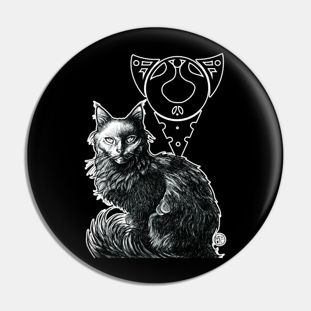 Magic Black Cat - White Outlined Version Pin by Nat Ewert Art