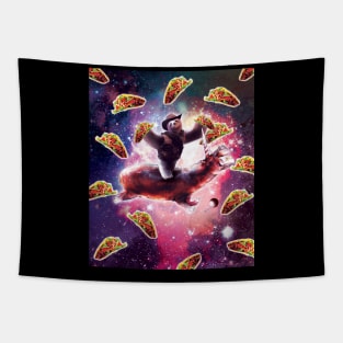 Cowboy Space Sloth On Hippo Unicorn - Taco Tapestry