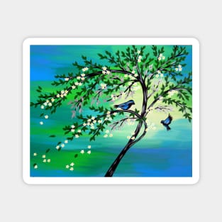 Green and birds Magnet