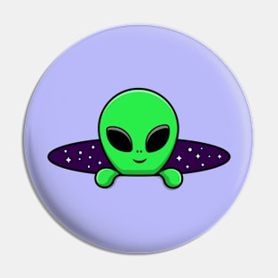 Space alien coming out of hole design Pin