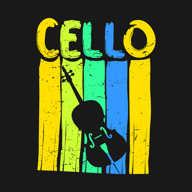 Retro Cello Art Cellist Gift Idea Cello Player Yellow by TheTeeBee