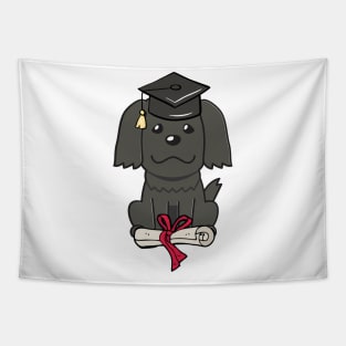 Funny black dog is graduating Tapestry