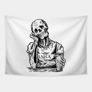 Drunk Skull - Skeleton Drinking Tapestry