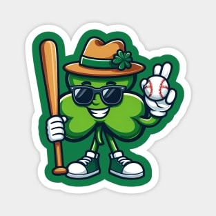 Shamrock Baseball Funny St Patricks Day Boys Kids Magnet