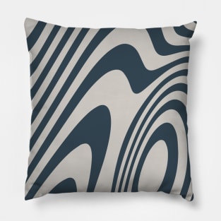 Blue Grey Zebra Grooves Abstract Pattern Art Pillow