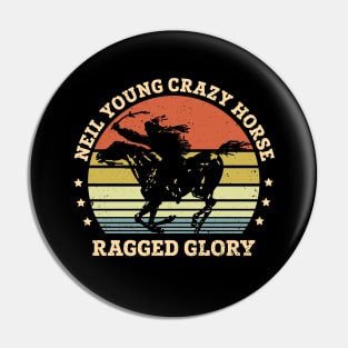 Young And Crazy Horse Ragged Glory Vintage Pin