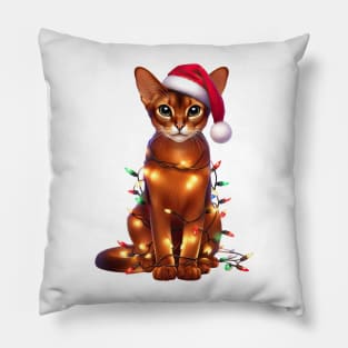 Christmas Abyssinian Cat Pillow