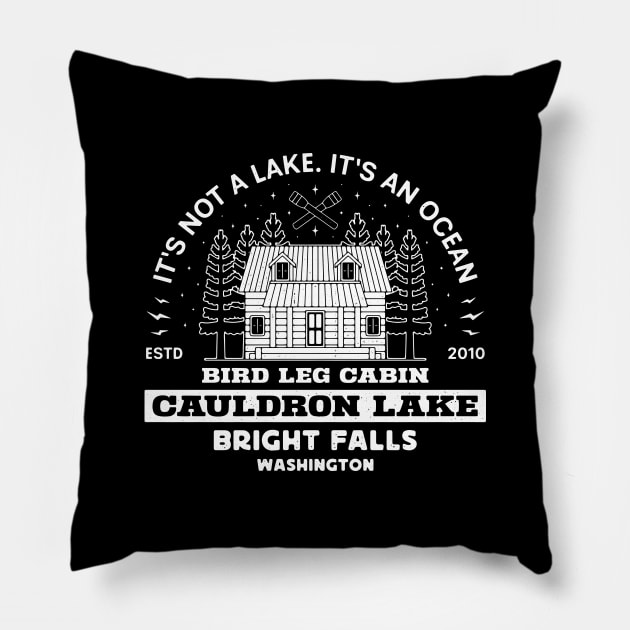 Cauldron Lake Cabin Emblem Pillow by Lagelantee