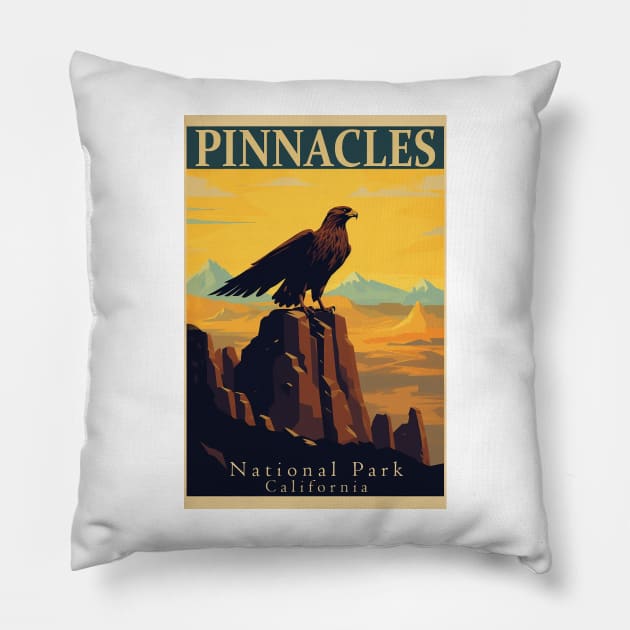 Pinnacles National Park Travel Poster Pillow by GreenMary Design