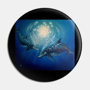 Dolphins playing underwater Pin