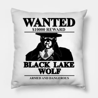 White Night - Black Lake Wolf Pillow