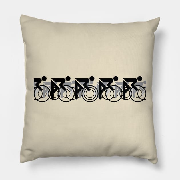 The Bicycle Race 2 Black Pillow by learningcurveca