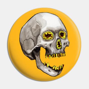 Citrine Geode Crystal Skull Pin