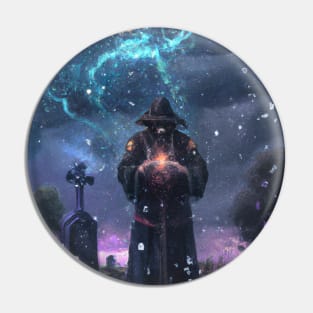 Demonic Sorcerer Conjures Power in a Cemetery Pin