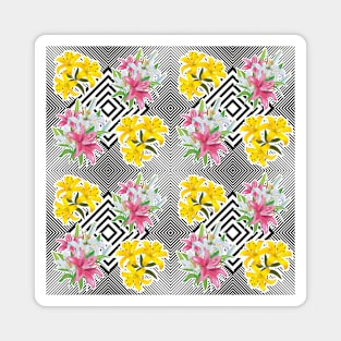 Colorful floral pattern with geometric shapes Magnet