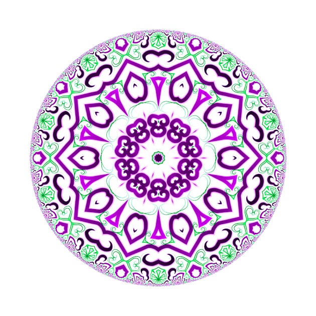 Kaleidoscope Flower Pink Green White by letnothingstopyou