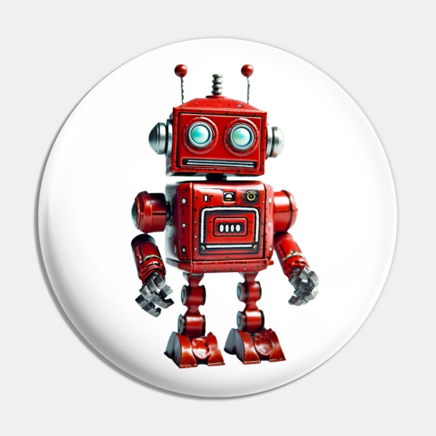 Robotic Retro Cute Red Kid's Toy - 3D Character Design Pin by Lematworks