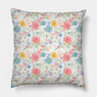 Colorful Flowers in Watercolor Splendor Pillow