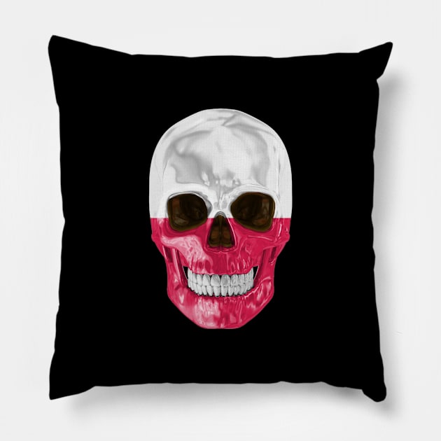 Poland Flag Skull - Gift for Polish With Roots From Poland Pillow by Country Flags