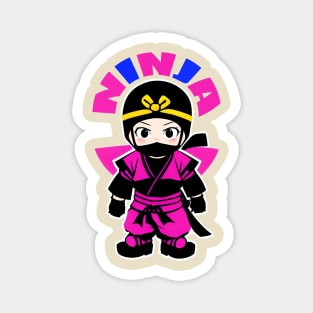 cute and happy baby girl ninja design graphic illustration by ironpalette Magnet