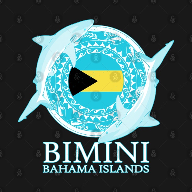 Caribbean Reef Sharks Bimini Bahamas Flag by NicGrayTees