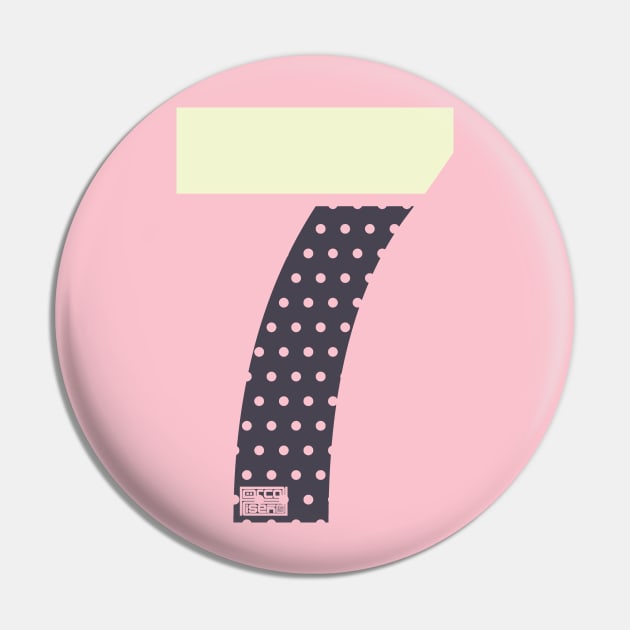 Number 7 Seven Ladies Girls Polka Dots Girly Cute Pin by porcodiseno