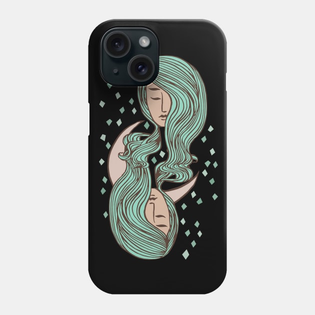 Queen Goddess Moon and Stars Phone Case by Cecilia Mok