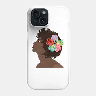 Women's Face illustaration with Patchwork Flower Phone Case