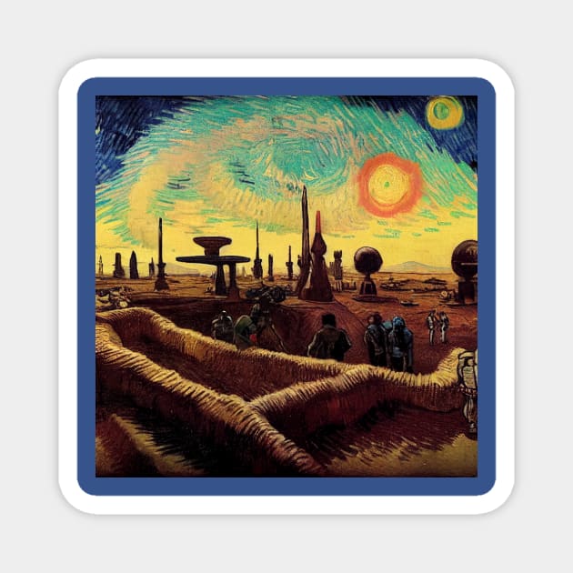 Starry Night in Mos Eisley Tatooine Magnet by Grassroots Green