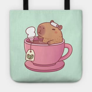 Cute Capybara Relaxing In Cup Of Tea Tote