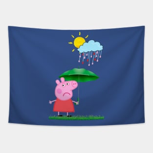 Funny pig with umbrella Tapestry