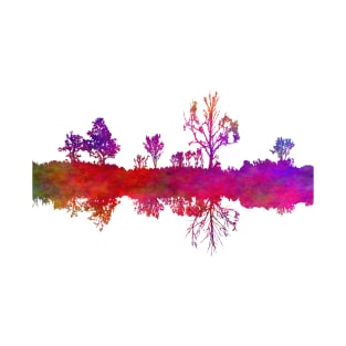 Silhouette Art Lake Shoreline Vibrant Plasma Abstract Colour T-Shirt