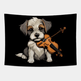 Dog playing violin Tapestry