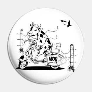 Cow riding a moped Pin