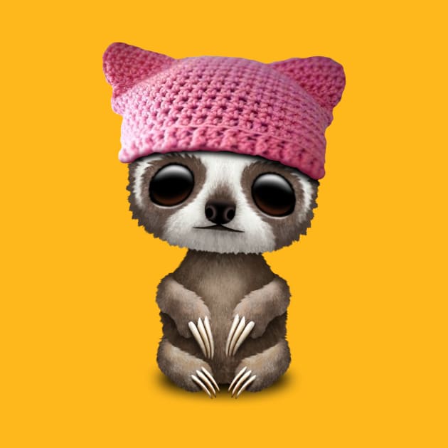 Cute Baby Sloth Wearing Pussy Hat by jeffbartels