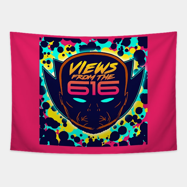 FRONT & BACK Miami Nights Views From The 616 Logo Tapestry by ForAllNerds