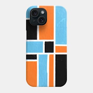 Blue Orange Black Geometric Abstract Acrylic Painting Phone Case