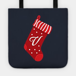 Christmas Stocking with Letter V Tote