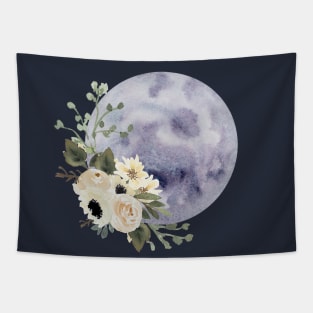 Floral Full Moon Tapestry