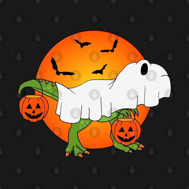 Funny T rex Dinosaur Halloween Ghost by HotHibiscus